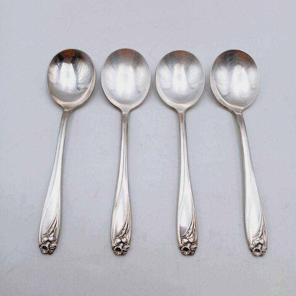 IS Daffodil Set of 4 Tablespoon 1847 Rogers Silverplate Vtg Flatware